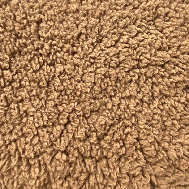 Camel sherpa fleece fabric